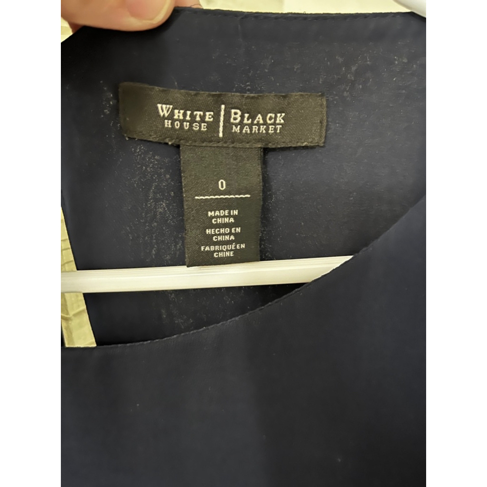 White House Black Market, Cascade Blouse, Women’s Size 0, Navy - Picture 3 of 6